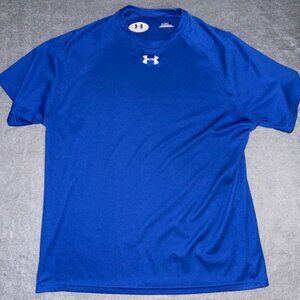 Under Armour Mens Size M Blue Athletic Shirt Loose Fit Short Sleeve